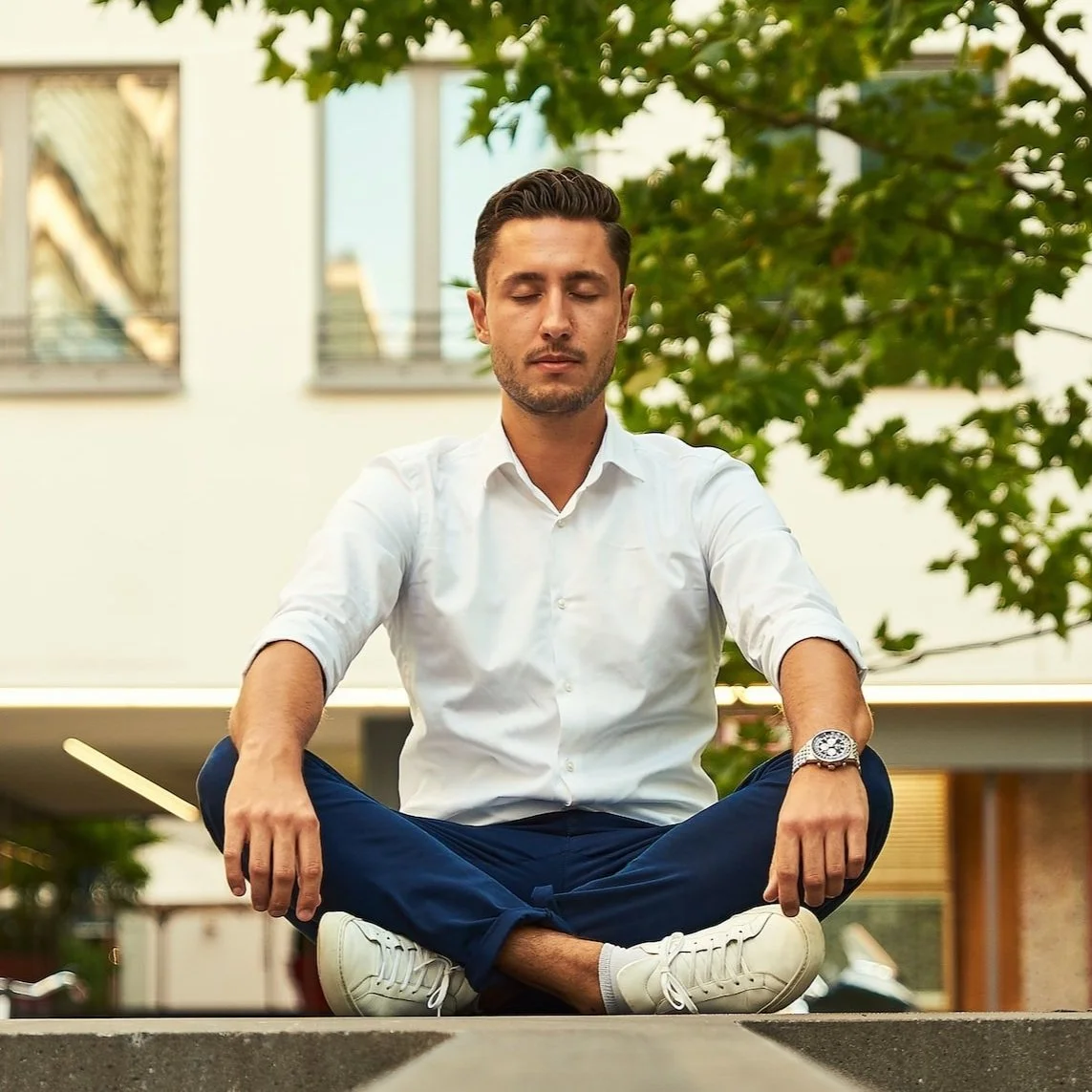 Man meditating outdoors – online psychiatry in San Jose, CA